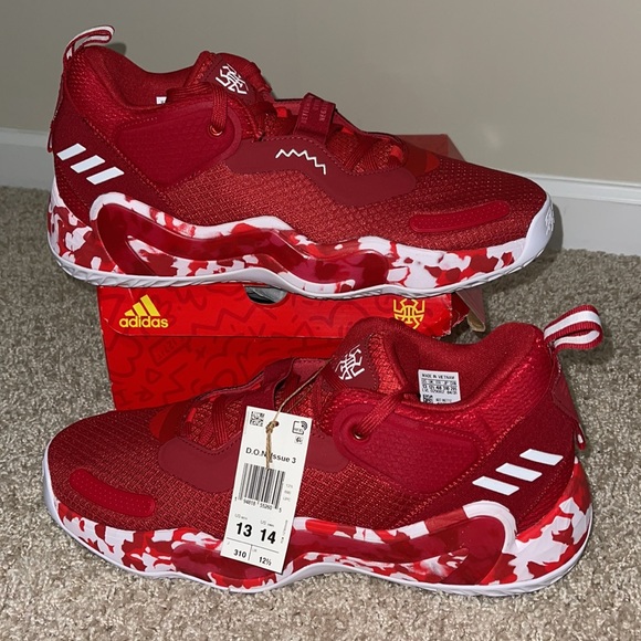 adidas Other - NIB Adidas D.O.N. Issue 3 H67717 Team Power Red/White/Vivid Red SZ 13